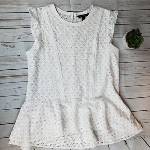 Banana Republic White Lace Peplum Top